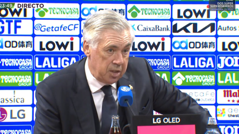 Ancelotti kryqëzon lojtarin e Real Madridit në konferencë për media para ndeshjes me Barcelonën