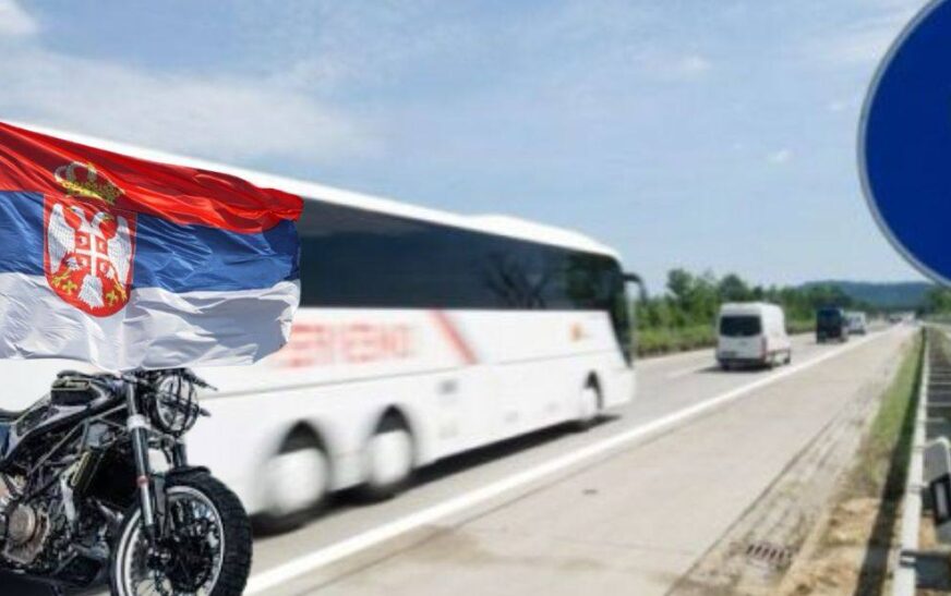 Motoçiklistë me flamuj serb defilojnë në rrugën Gjakovë-Prishtinë duke provokuar qytetarët – Nuk i ndalen kontrollit të Policisë