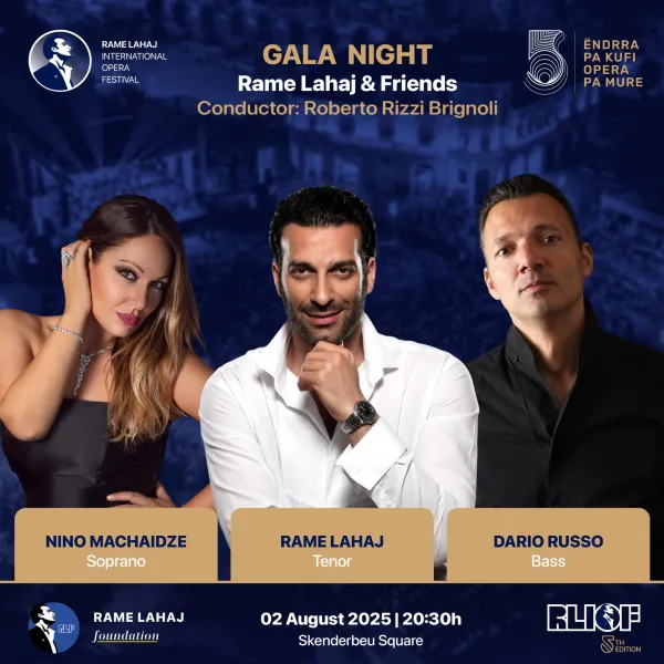 Sopranoja Nino Machaidze, bassi Dario Russo dhe Rame Lahaj më 2 gusht në Prishtinë