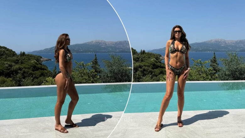Nora Istrefi rrëmben vëmendjen me bikini të zeza pranë pishinës