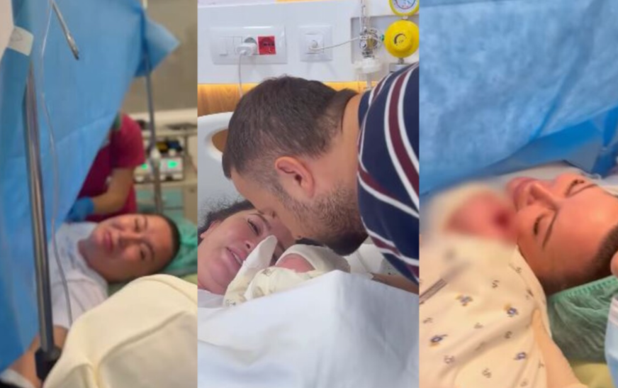 Dalin pamje nga momenti kur Dafina Zeqiri merr në duar për herë të parë birin e saj