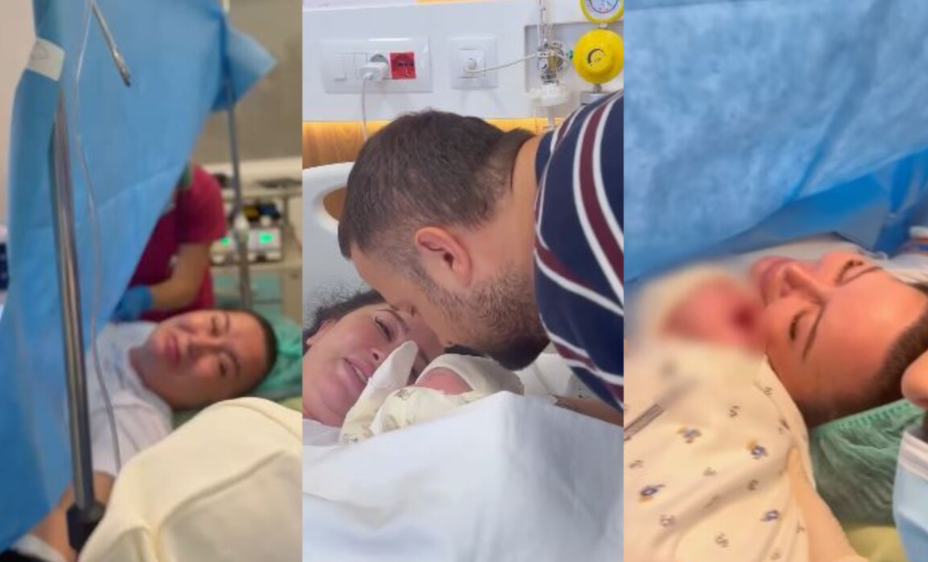 Dalin pamje nga momenti kur Dafina Zeqiri merr në duar për herë të parë birin e saj