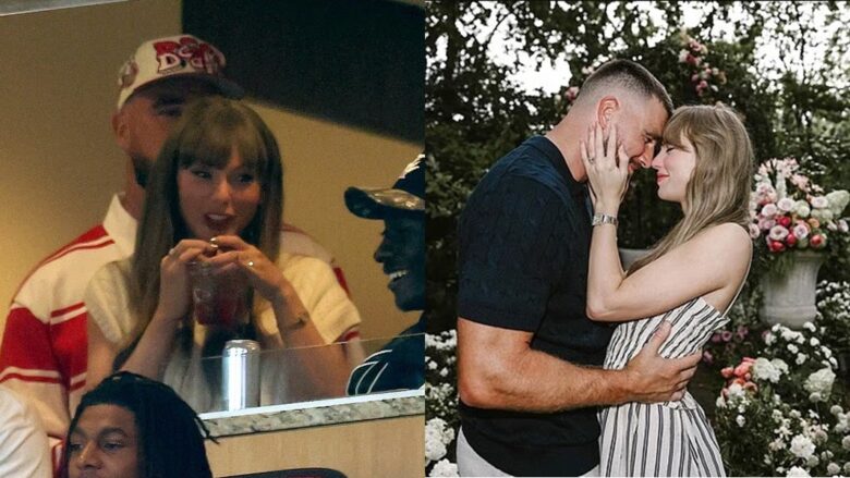 Fansat e Taylor Swift shpërthejnë nga entuziazmi teksa ajo tregon unazën e fejesës me Travis Kelce në daljen e parë publike