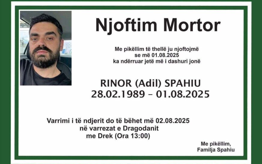 Sot i jepet lamtumira e fundit Rinor Spahiut, vdekja e të riut le në dhimbje të thellë të gjithë
