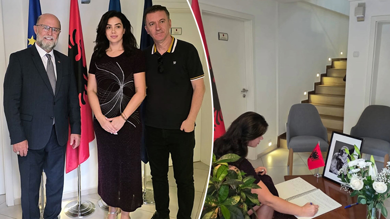 Aktorja tropojane Arjola Demiri pritet në takim nga Ambasadori i Shqipërisë në Kosovë, Petrit Malaj