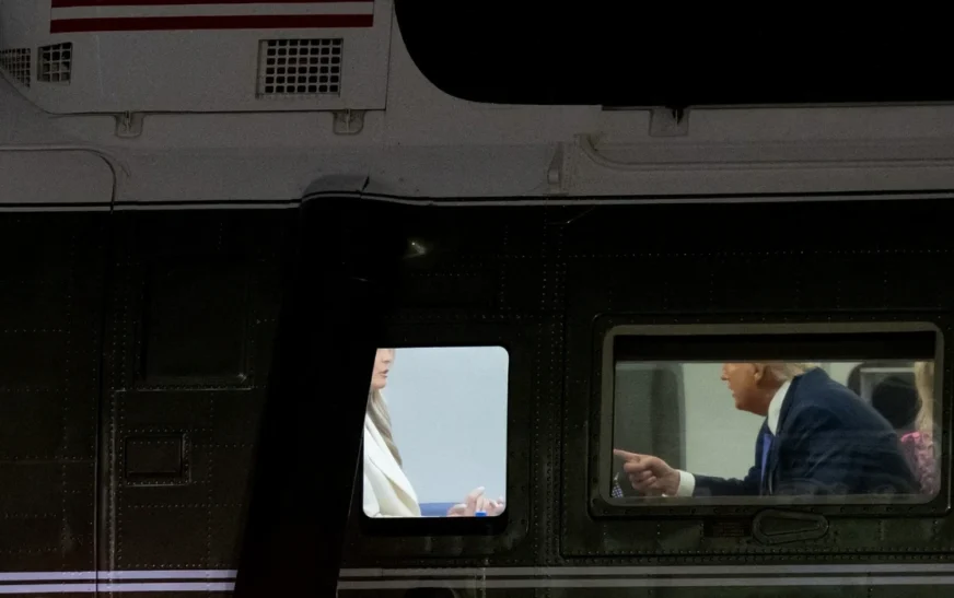 Pamje nga helikopteri: Reagimet e Melanias dhe Trumpit në një moment të tensionuar