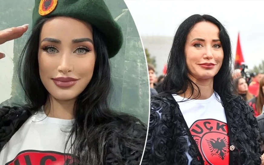 Edhe Albana Osmani në protestën në Tiranë, me bluzë me stemën e UÇK-së, në mbështetje të krerëve që po gjykohen në Hagë