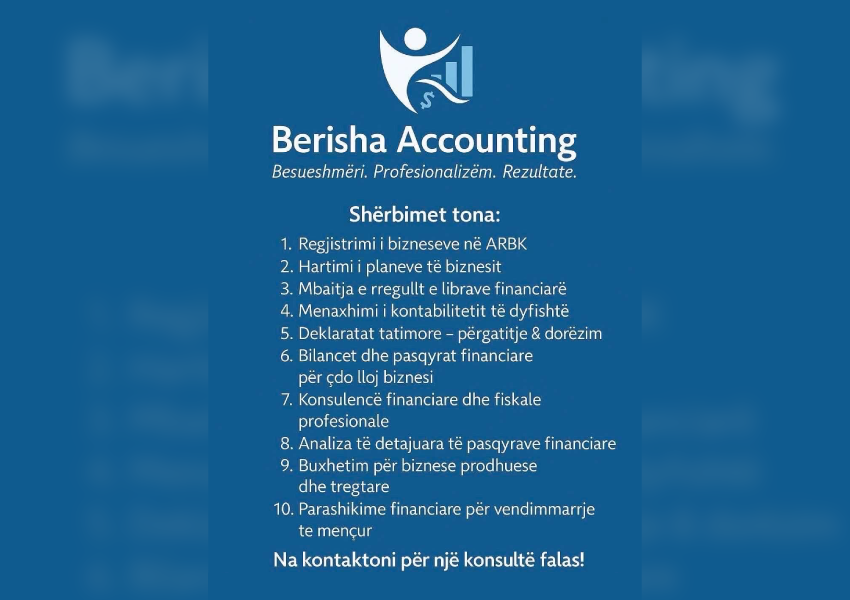 Berisha Accounting ofron mbështetje profesionale për bizneset