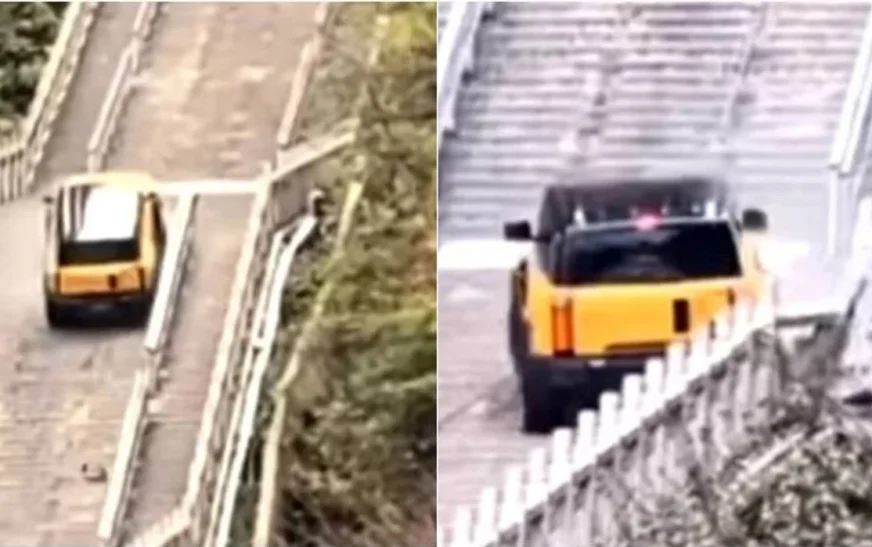 Prodhuesi kinez i makinave provoi ngjitjen virale të shkallëve si të Land Rover – por gjërat shkuan keq