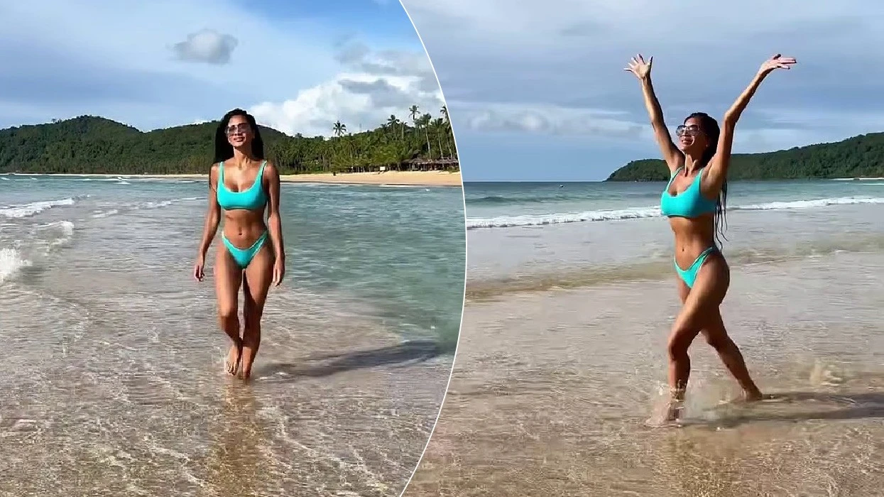 Nicole Scherzinger shkëlqen në bikini blu, ndërsa reagon ndaj kritikave për vonesën në koncert