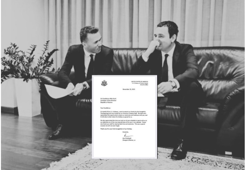 ‘Sherim’ propagandistik i izolimit: Këshilltari i Kurtit nxjerr letrën falënderuese të Prattipatit për darkën e Ditës së Falenderimeve