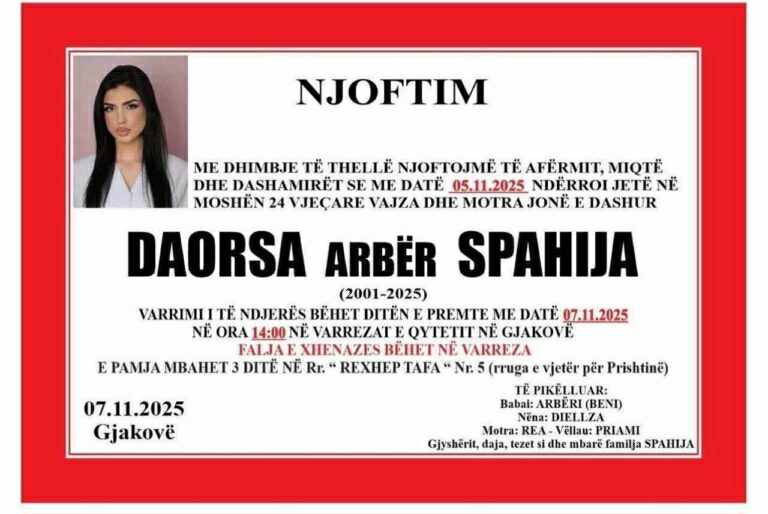 Sot i jepet lamtumira e fundit kosovares që vdiq tragjikisht, në Tetovë