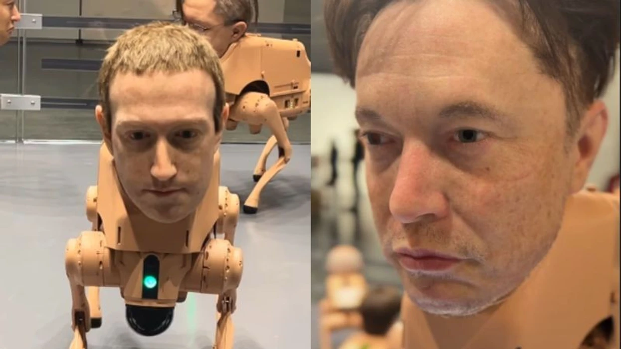 Qen robotikë me fytyrat e Musk e Zuckerberg, instalacioni që po tërheq gjithë vëmendjen