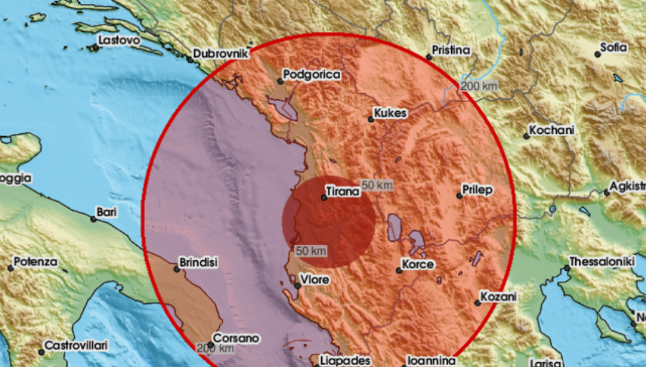 Shqipëria goditet nga një tërmet