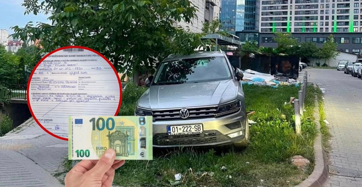 Gjobitet me 100 euro një qytetar në Prishtinë, parkoi veturën në hapsirë të gjelbëruar