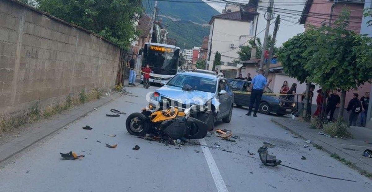 Një i lënduar nga aksidenti mes veturës dhe motoçikletës në Prizren, jashtë rrezikut për jetë