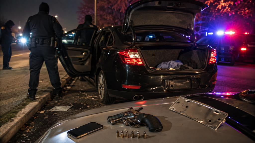 Nga sherri për parking te kërcënimi me armë – Policia i bie në gjurmë veturës, gjen revolen dhe zbulon telashe edhe me targat –