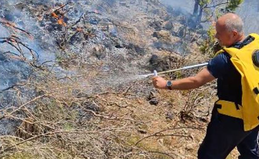 Zjarr në Elbasan, flakët u afrohen banesave