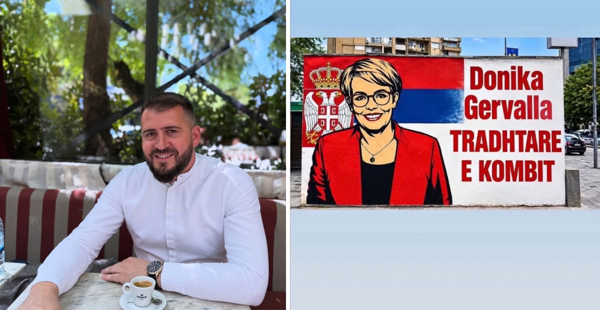 Lushtaku publikon foton e Gërvallës me flamurin e Serbisë: Tradhtare e kombit –