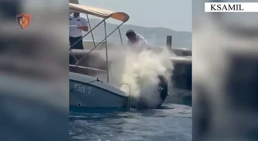 Përfshihet nga flakët mjeti lundrues në Ksamil, shpëtohen 4 turistë gjermanë